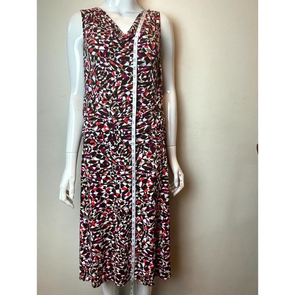 George Womens Geometric Pattern Cowl Neck Dress Gl288118E V Neck Brown White XXL - Picture 3 of 7